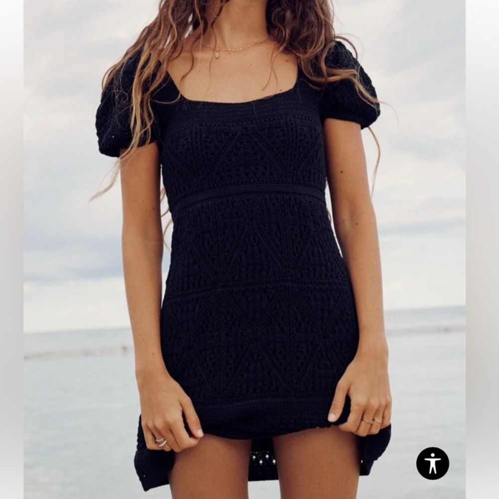 Zara crochet black dress